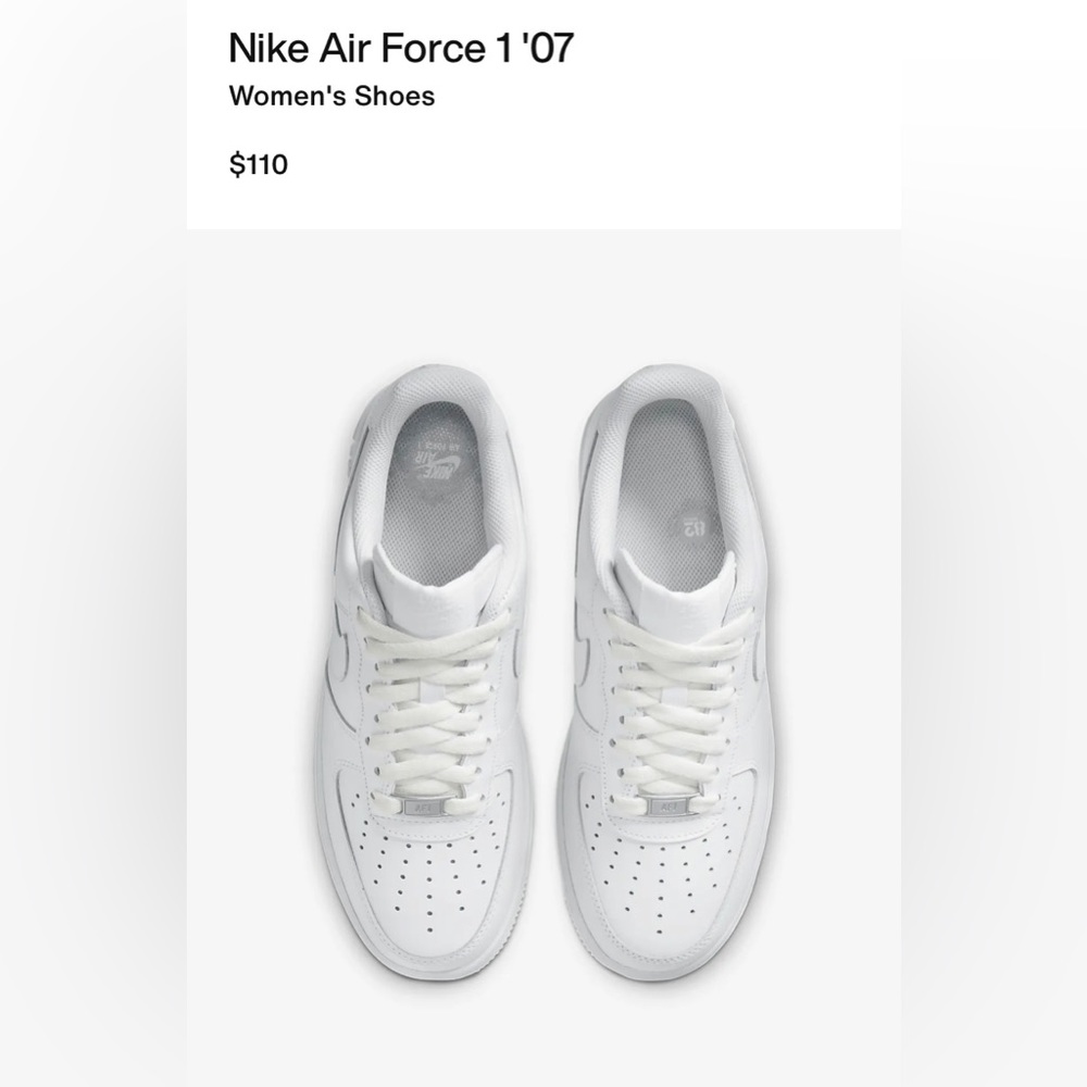 Youth’s 6Y Nike Air Force 1’s White on White